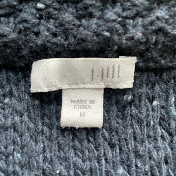 J.Jill Long Cable Knit Cardigan Sweater Navy Blue Will blend Size Medium Academy - Picture 11 of 12